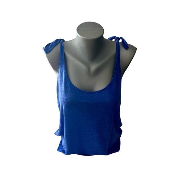 Ba&sh Boxy Short Crop Tank Top Blue Sleeveless Size 0 Designer Luxury Brand - Picture 2 of 7